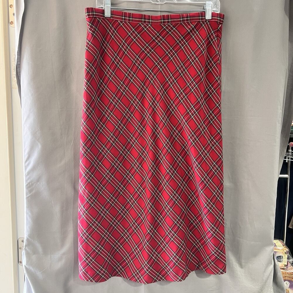 vintage red plaid tartan skirt By Lee City Elements Size 10 TG2240